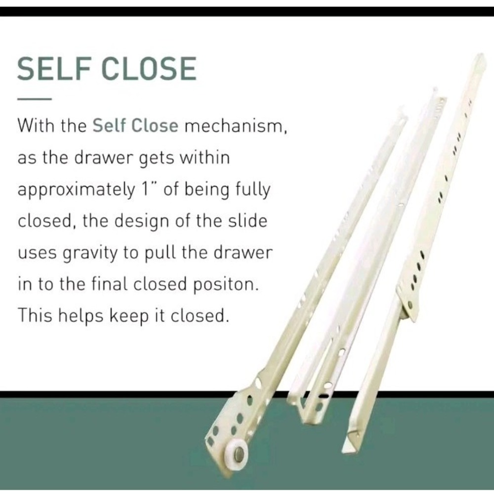 20 In. Self-Closing Bottom Mount Drawer Slide Set - Picture 4 of 6
